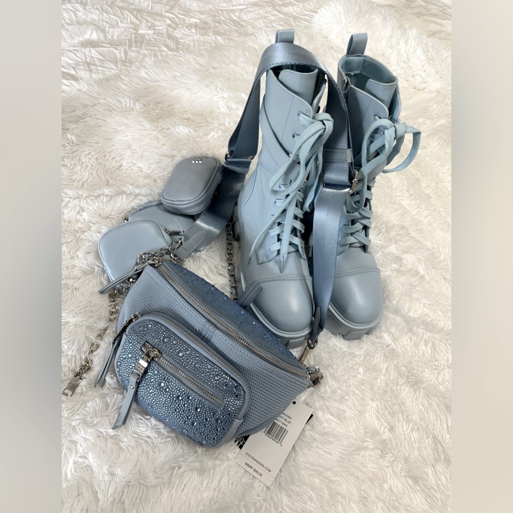 Public Desire Combat Boots light Blue size 7
